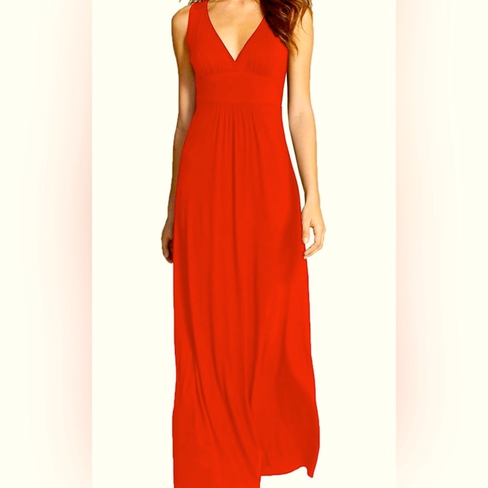 Sexy Red Plunge Maxi Dress XL